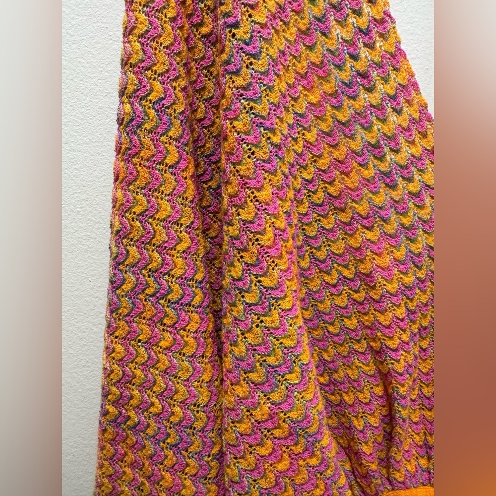MANGO Combined Cropped Knit Top With Opening XL pink & orange - Picture 5 of 8